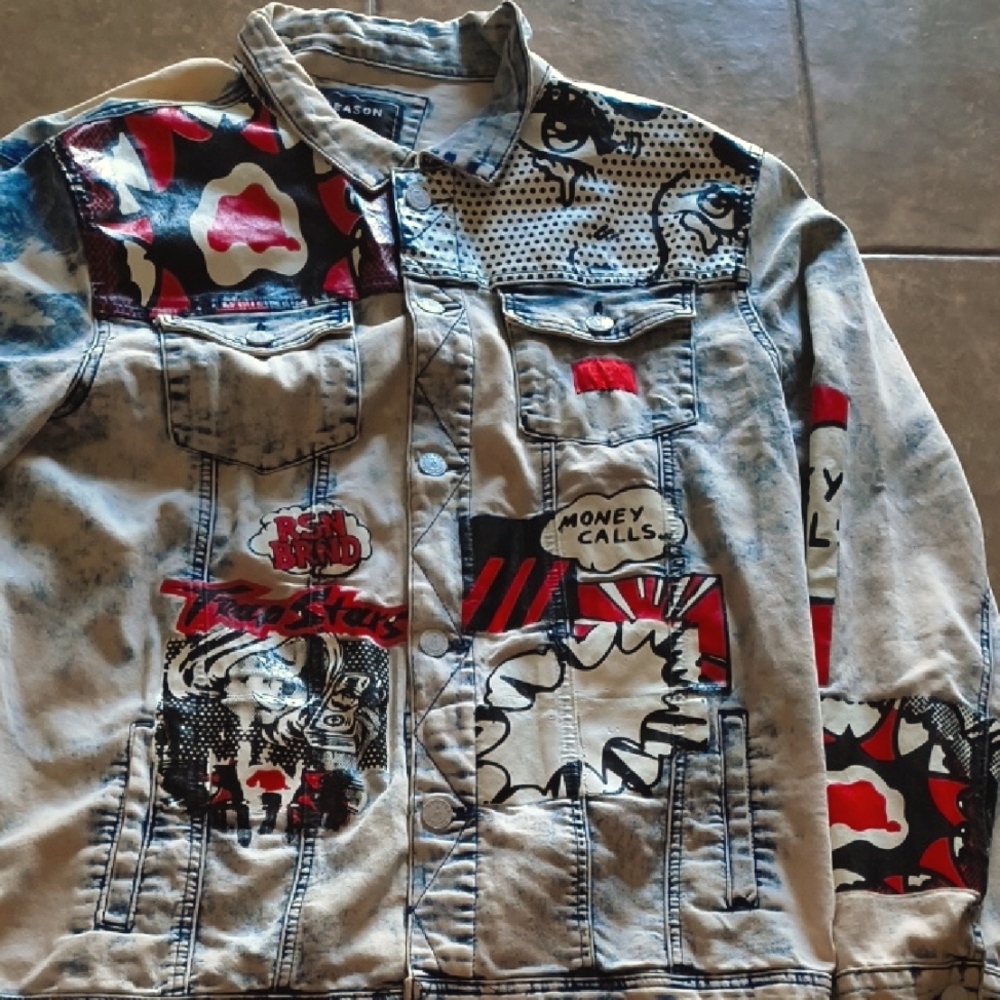 Reason Multicolor Graphic Denim Jacket
